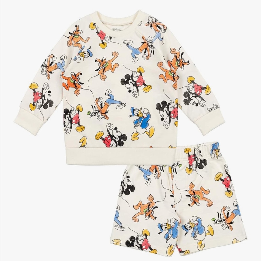 Retro Disney Crewneck Sweatshirt & Short Set